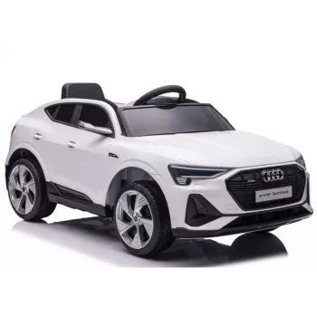 LEAN CARS Audi E-Tron Elektro-Kinderauto für Kinder Weiß QLS-6688 mit LED-Leuchten und MP3-Player