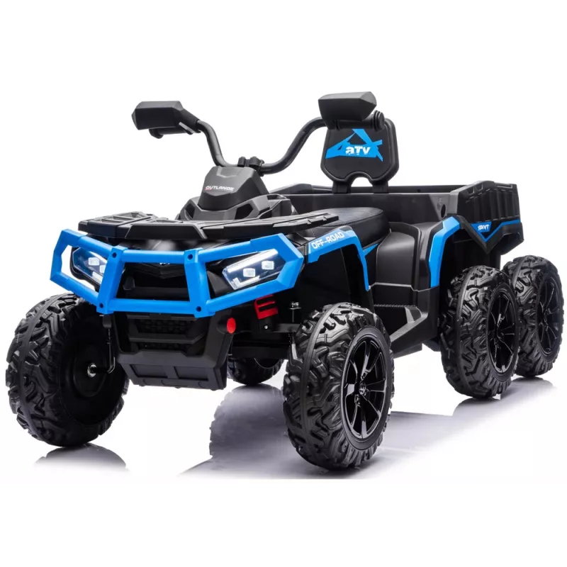 LEAN CARS Batteriebetriebenes Quad ATV 6 Räder mit Anhänger JC606 24V 4x4 Blau