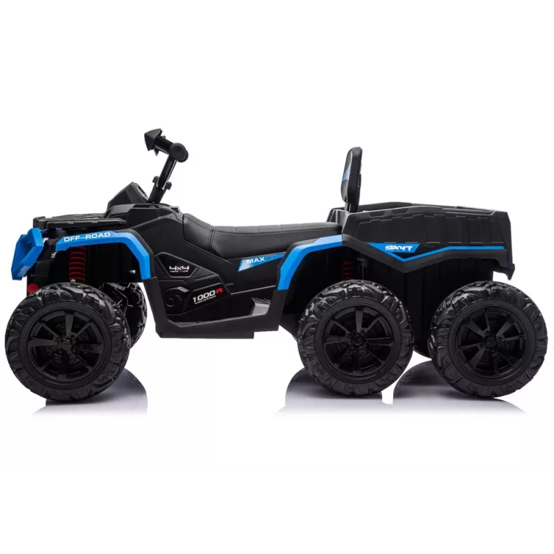 LEAN CARS Batteriebetriebenes Quad ATV 6 Räder mit Anhänger JC606 24V 4x4 Blau