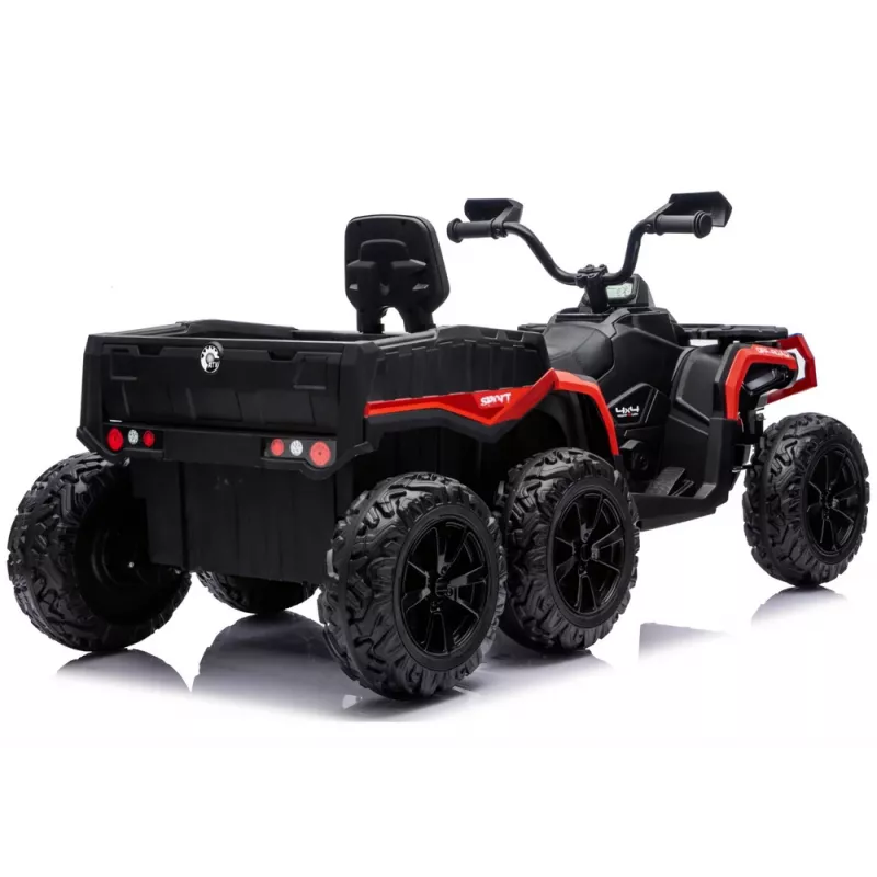 LEAN CARS Battery-Operated Quad ATV 6 Wheels With Trailer JC606 24V 4x4 Red