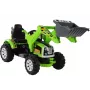 LEAN CARS Batteriebetriebener Traktor mit Heckkoffer, Bagger, Grün 3404