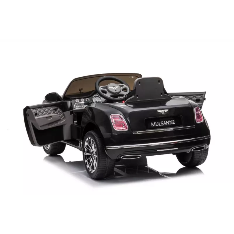 LEAN CARS Bentley Mulsanne Kinder-Elektroauto, 12V, Glanzschwarz, Fernbedienung, MP3, LED-Leuchten, EVA-Reifen, 3-6 Jahre, max. 30 kg