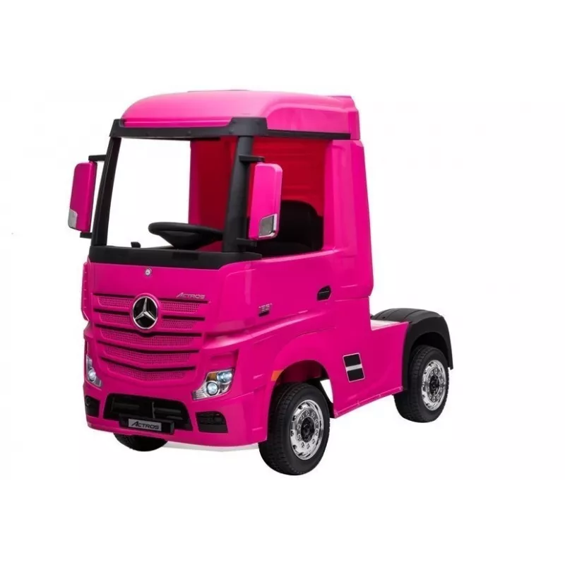 LEAN CARS Batteriebetriebenes Auto Mercedes Actros Truck Pink 4x4 mit MP3 LED Pilot