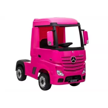 LEAN CARS Batteriebetriebenes Auto Mercedes Actros Truck Pink 4x4 mit MP3 LED Pilot