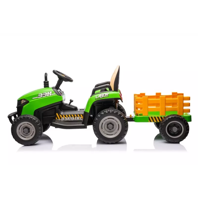 LEAN CARS Traktor mit Batterieantrieb BBH-030 Grün 12V Fahrtraktor mit elterlicher Fernbedienung