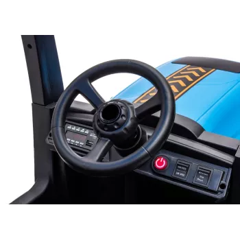 LEAN CARS Batterie-Traktor A011 24V Blau – Kinder-Elektroauto mit 2x200W Motoren, Fernbedienung, LED-Leuchten, Bluetooth