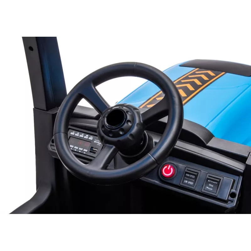 LEAN CARS Batterie-Traktor A011 24V Blau – Kinder-Elektroauto mit 2x200W Motoren, Fernbedienung, LED-Leuchten, Bluetooth