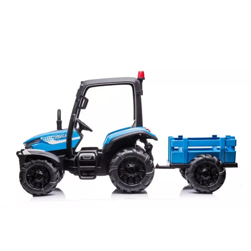 LEAN CARS Batterie-Traktor BLT-206 Blau 12V Fahrtraktor mit Anhänger und Fernbedienung