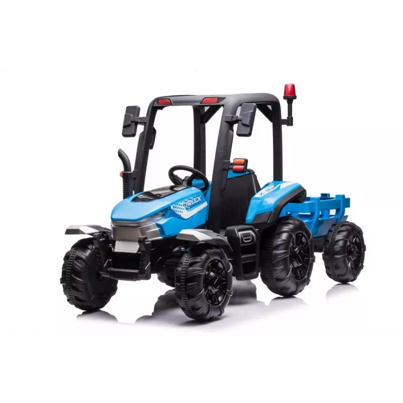 LEAN CARS Batterie-Traktor BLT-206 Blau 12V Fahrtraktor mit Anhänger und Fernbedienung