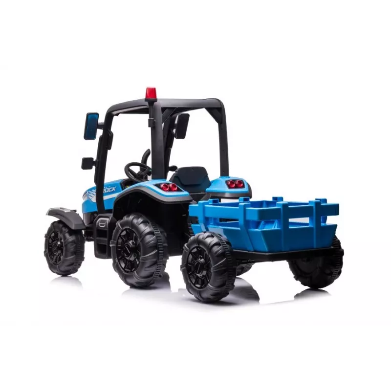 LEAN CARS Batterie-Traktor BLT-206 Blau 12V Fahrtraktor mit Anhänger und Fernbedienung