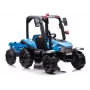 LEAN CARS Batterie-Traktor BLT-206 Blau 12V Fahrtraktor mit Anhänger und Fernbedienung