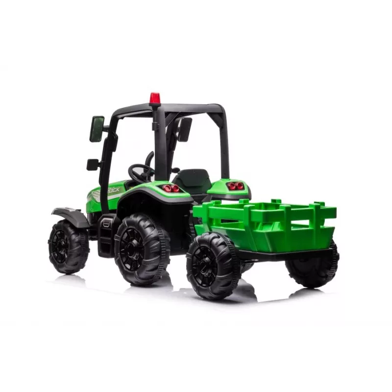 LEAN CARS Batterie-Traktor BLT-206 Grün mit abnehmbarem Anhänger, 12V Kinderfahrzeug für 3-8 Jahre, 2x45W, EVA-Räder, Fernbedienung