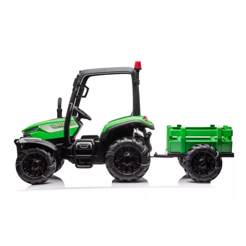 LEAN CARS Batterie-Traktor BLT-206 Grün mit abnehmbarem Anhänger, 12V Kinderfahrzeug für 3-8 Jahre, 2x45W, EVA-Räder, Fernbedienung