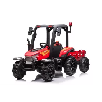 LEAN CARS Batterie-Traktor BLT-206 Rot, 12V 7Ah, 2x35W, Kinder-Elektroauto mit Fernbedienung und Anhänger