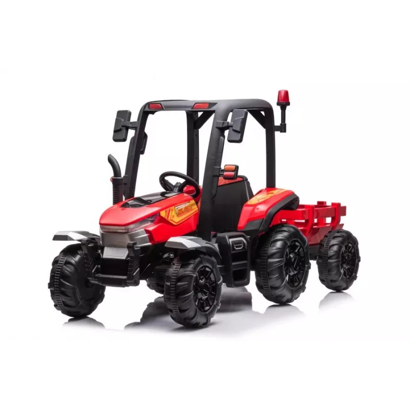 LEAN CARS Batterie-Traktor BLT-206 Rot, 12V 7Ah, 2x35W, Kinder-Elektroauto mit Fernbedienung und Anhänger