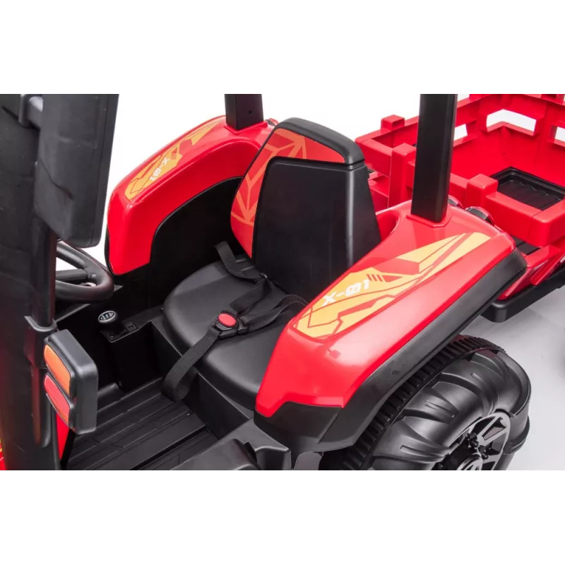 LEAN CARS Batterie-Traktor BLT-206 Rot, 12V 7Ah, 2x35W, Kinder-Elektroauto mit Fernbedienung und Anhänger