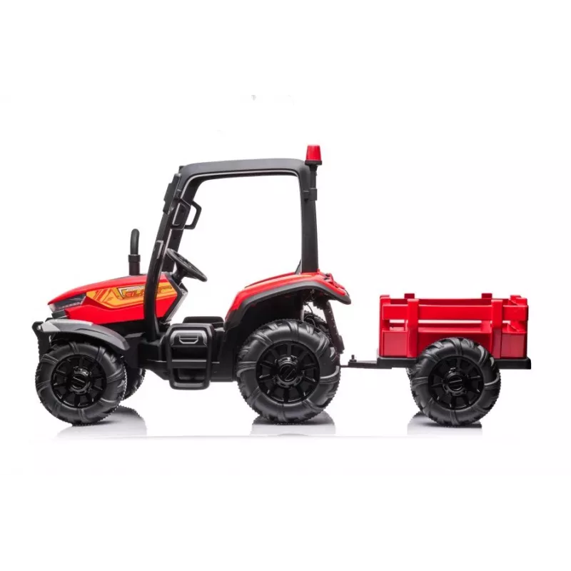 LEAN CARS Batterie-Traktor BLT-206 Rot, 12V 7Ah, 2x35W, Kinder-Elektroauto mit Fernbedienung und Anhänger