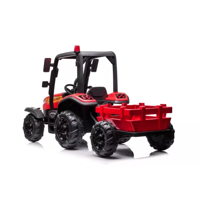 LEAN CARS Batterie-Traktor BLT-206 Rot, 12V 7Ah, 2x35W, Kinder-Elektroauto mit Fernbedienung und Anhänger