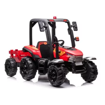 LEAN CARS Batterie-Traktor BLT-206 Rot, 12V 7Ah, 2x35W, Kinder-Elektroauto mit Fernbedienung und Anhänger