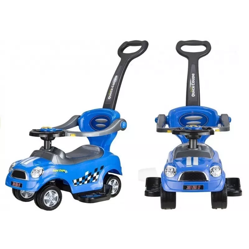 LEAN CARS Coupe Car Manual Ride On mit Elternschiebegriff - Blau