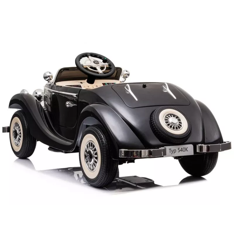 LEAN CARS Elektrisches Kinderauto Mercedes 540K Classic Premium LED-Lichter MP3 Schwarz