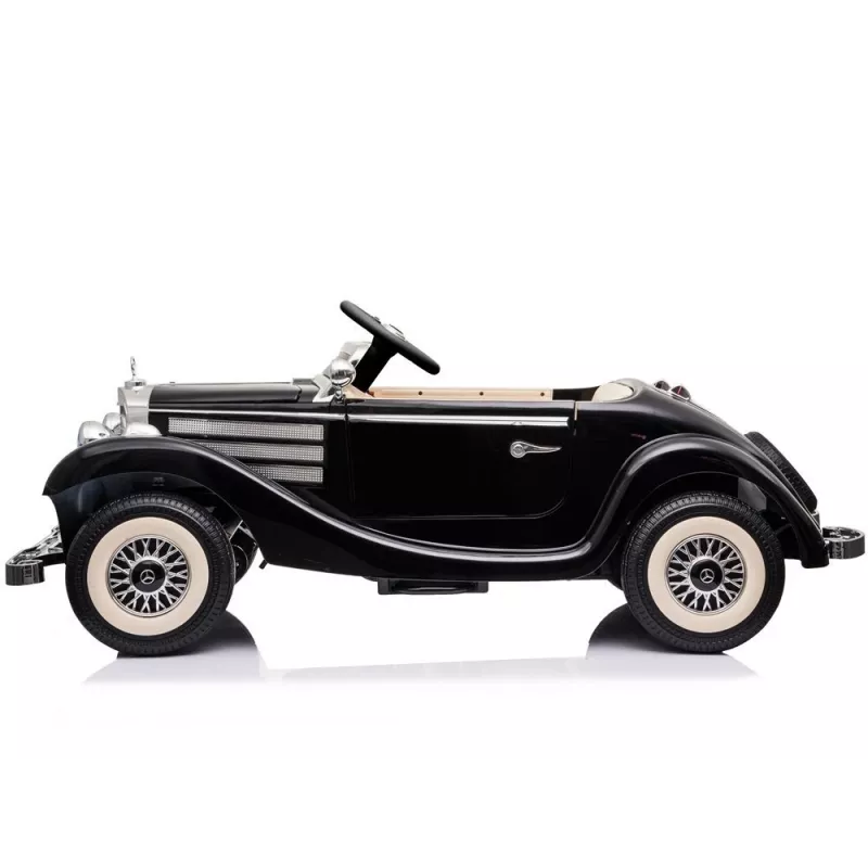LEAN CARS Elektrisches Kinderauto Mercedes 540K Classic Premium LED-Lichter MP3 Schwarz