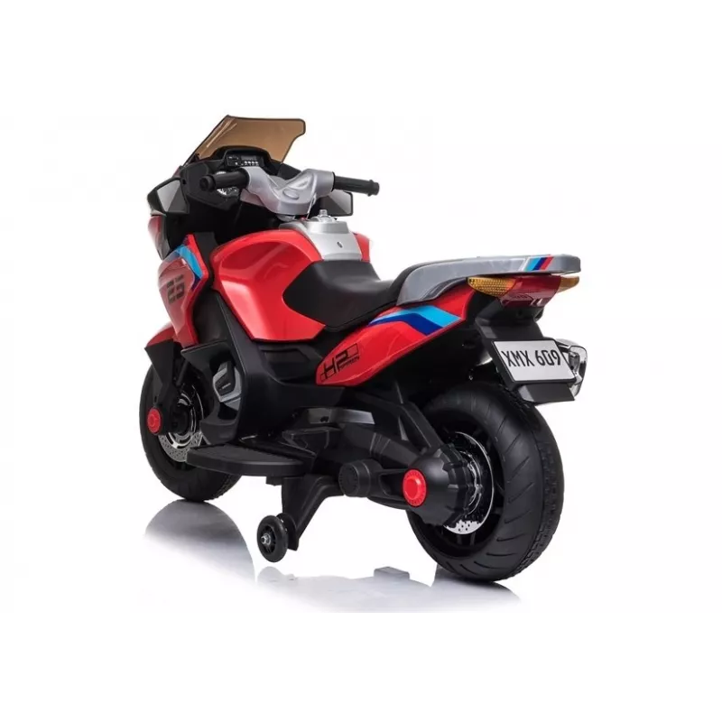 LEAN CARS Elektrisches Kinder-Motorrad XMX609 Rot mit MP3 und LED-Leuchten