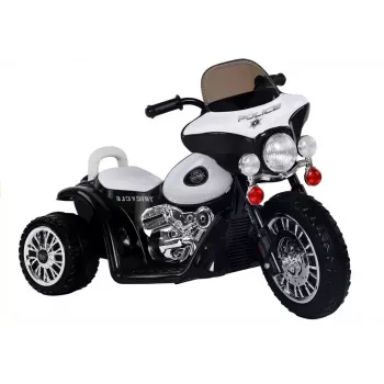 LEAN CARS Elektrisches Kinder-Motorrad JT568 Polizei mit LED-Licht Schwarz