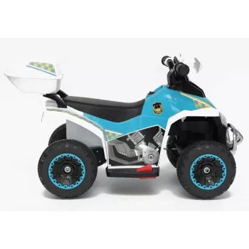 LEAN CARS Elektrisches Kinder-Polizeiquad GTS1188-A Weiß LED-Lichter Musik Stauraum