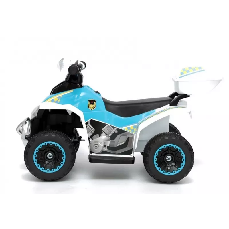 LEAN CARS Elektrisches Kinder-Polizeiquad GTS1188-A Weiß LED-Lichter Musik Stauraum