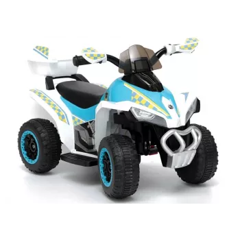 LEAN CARS Elektrisches Kinder-Polizeiquad GTS1188-A Weiß LED-Lichter Musik Stauraum