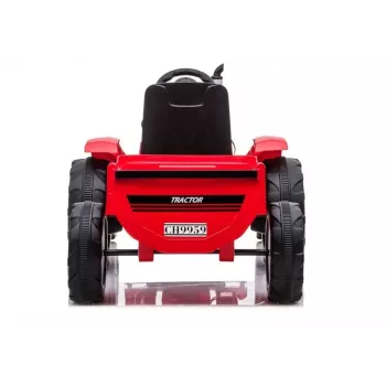 LEAN CARS Elektrischer Trettraktor CH9959 Rot mit Anhänger, LED-Leuchten, Fernbedienung, Radio