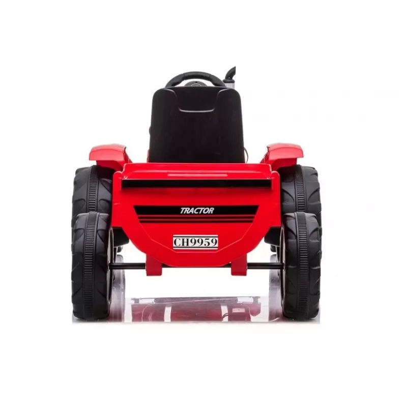 LEAN CARS Elektrischer Trettraktor CH9959 Rot mit Anhänger, LED-Leuchten, Fernbedienung, Radio