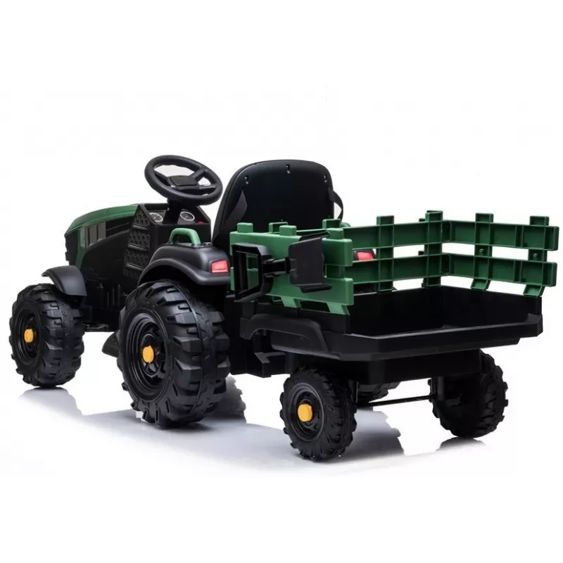 LEAN CARS Elektrischer Traktor mit Anhänger BDM0925 Militärgrün