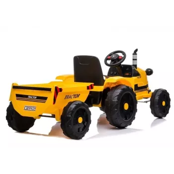 LEAN CARS Elektrischer Trettraktor mit Anhänger CH9959 LED-Lichter Radio Gelb