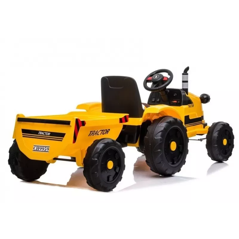 LEAN CARS Elektrischer Trettraktor mit Anhänger CH9959 LED-Lichter Radio Gelb
