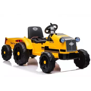 LEAN CARS Elektrischer Trettraktor mit Anhänger CH9959 LED-Lichter Radio Gelb