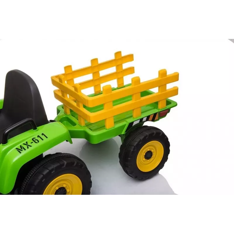 LEAN CARS Elektrischer Trettraktor mit Anhänger XMX611 LED-Leuchten Grün