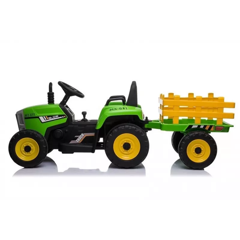LEAN CARS Elektrischer Trettraktor mit Anhänger XMX611 LED-Leuchten Grün