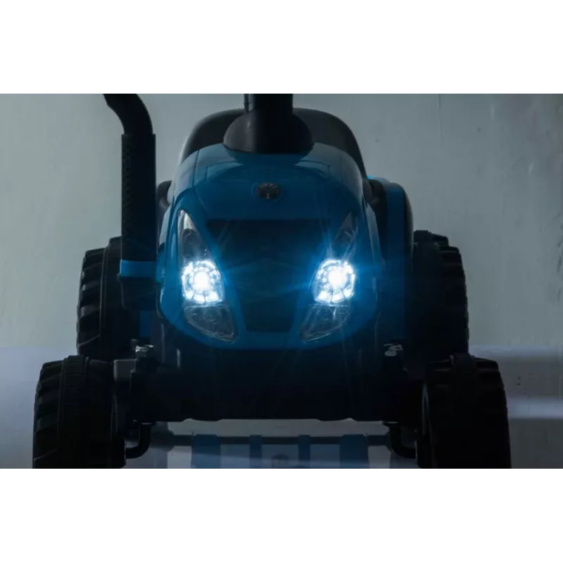 LEAN CARS Elektrischer Traktor mit Anhänger A009 Blau - 12V Fahrtzeug, 2x35W, Fernbedienung