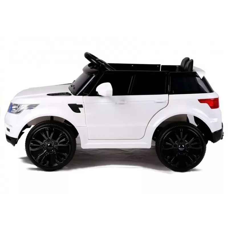 LEAN CARS HL1638 Elektrisches Kinderauto - Weiß, 12V Batterie, Elternfernbedienung, MP3, LED-Leuchten, EVA-Räder