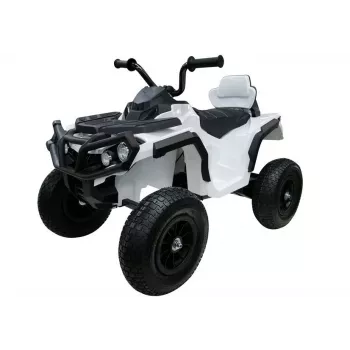 LEAN CARS Quad BDM0906 Elektrisches Kinderfahrzeug mit Luftreifen, LED-Leuchten, MP3, Weiß
