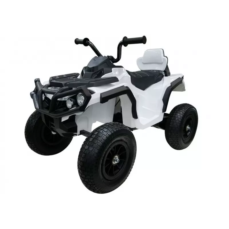 LEAN CARS Quad BDM0906 Elektrisches Kinderfahrzeug mit Luftreifen, LED-Leuchten, MP3, Weiß