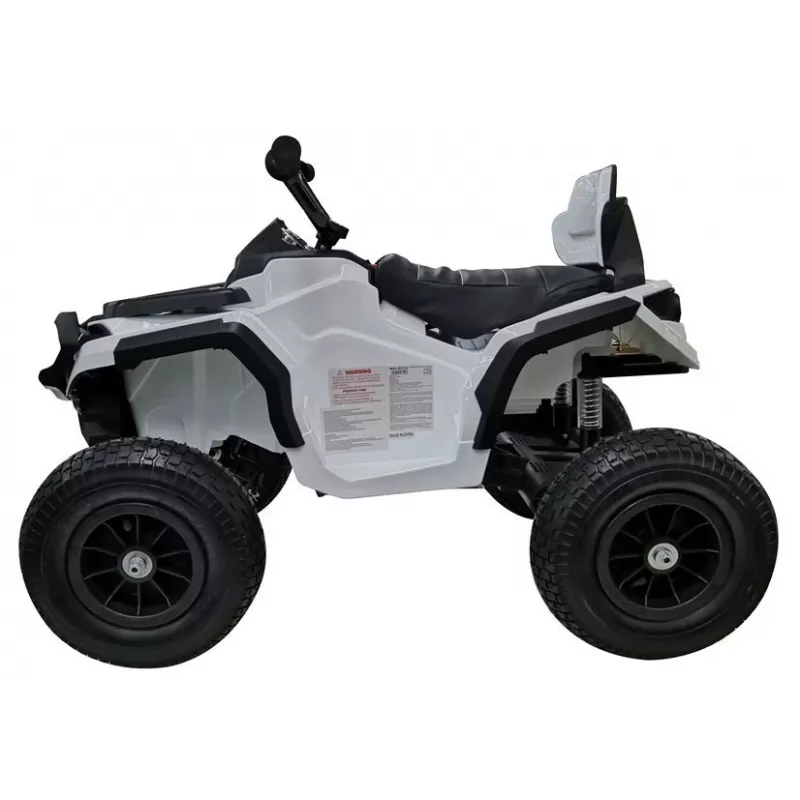 LEAN CARS Quad BDM0906 Elektrisches Kinderfahrzeug mit Luftreifen, LED-Leuchten, MP3, Weiß
