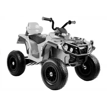 LEAN CARS Quad BDM0906 Elektrisches Kinderfahrzeug mit Luftreifen, LED-Leuchten, MP3, Weiß