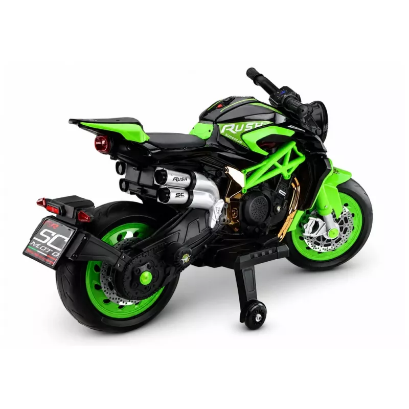 LEAN CARS XW-07 Batteriebetriebenes Motorrad mit beleuchteten LED-Rädern Grün