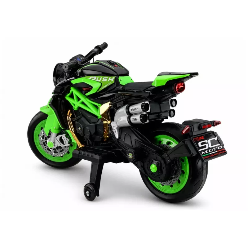 LEAN CARS XW-07 Batteriebetriebenes Motorrad mit beleuchteten LED-Rädern Grün