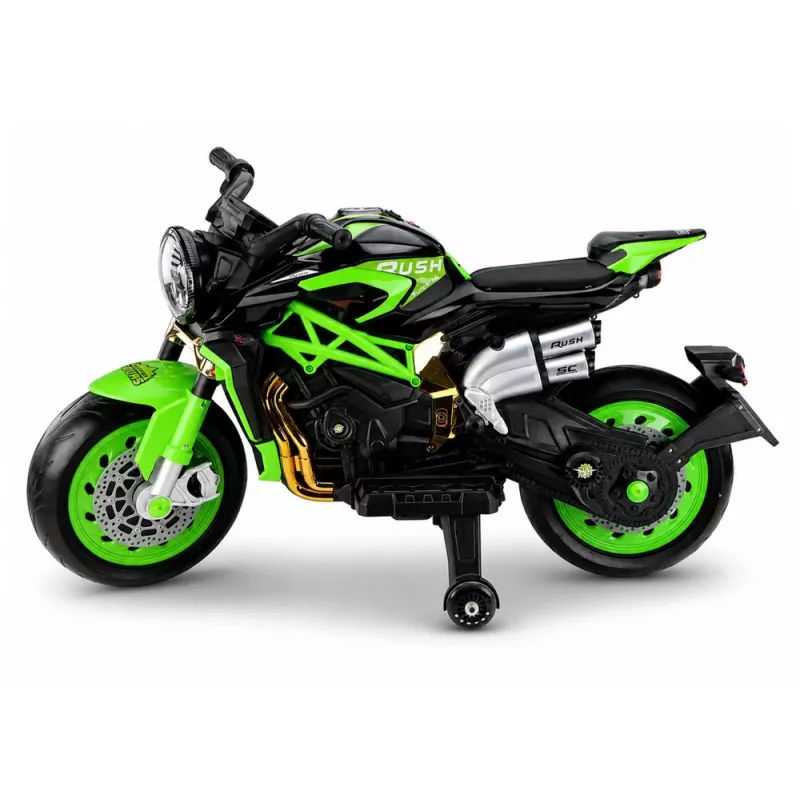LEAN CARS XW-07 Batteriebetriebenes Motorrad mit beleuchteten LED-Rädern Grün