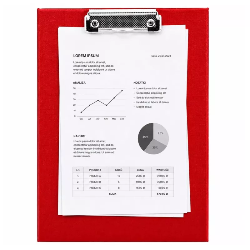 LEAN Klemmbrett mit Metallclip zum Schreiben A4 Rot