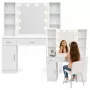 LEAN Kosmetik-Schminktisch mit LED-Spiegel, Schubladen und Schrank, Weiß, 141x114x39 cm